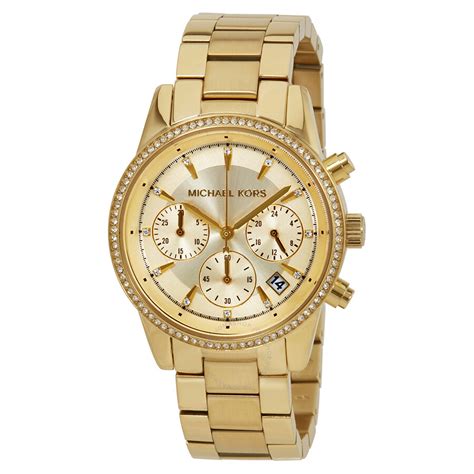 michael kors chronograph ritz silver & gold watch mk5057|mk6356.